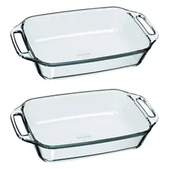 GENERICO - X2 Asadera Marinex Rectangular Vidrio Templado 3500ml
