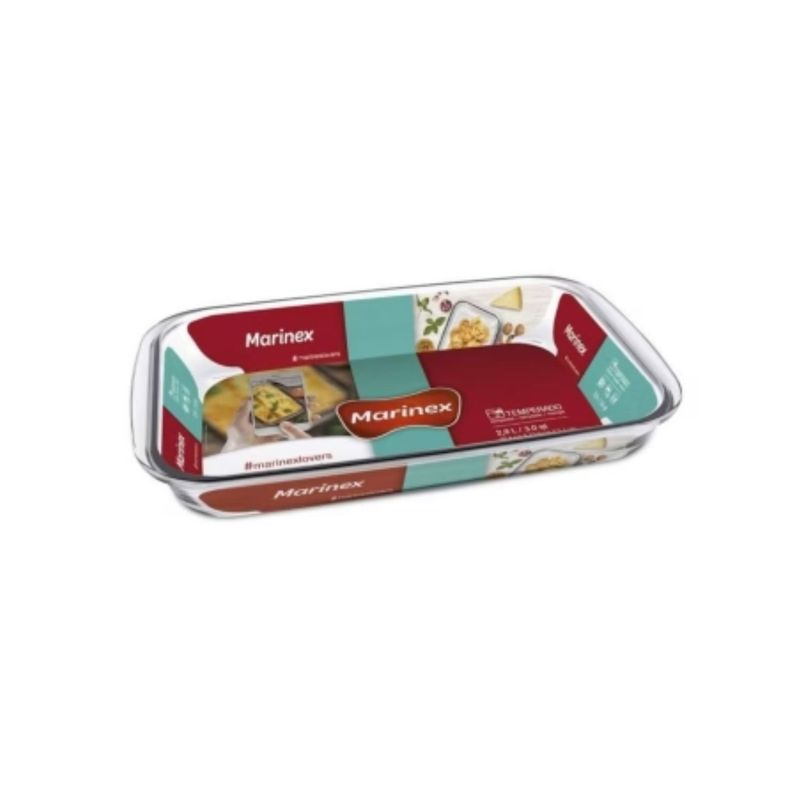 GENERICO - X6 Asadera Marinex Rectangular Vidrio Templado 3500ml