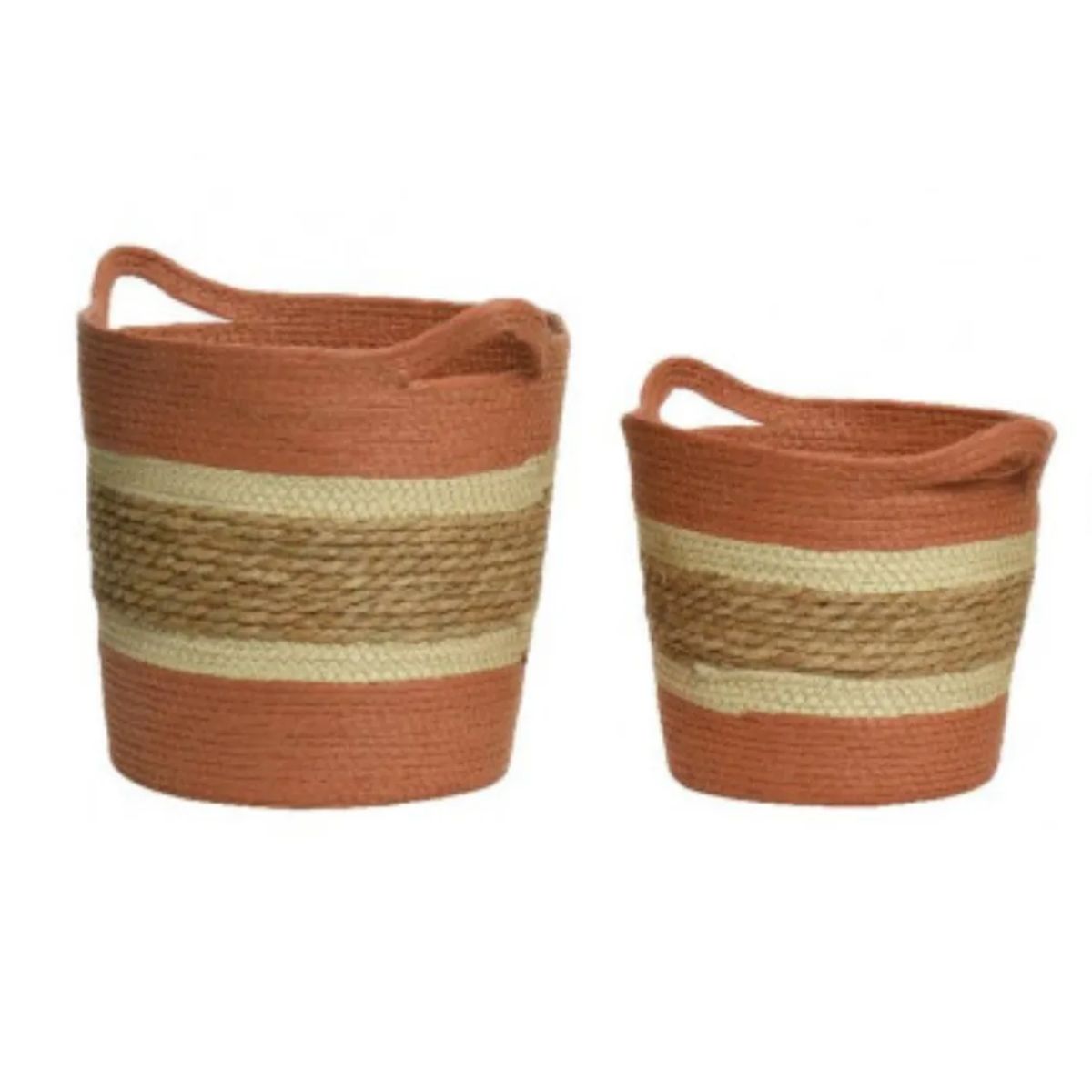 COMPRAPO - Set 2 Canastos Cestos Fibras Naturales Color Terracota