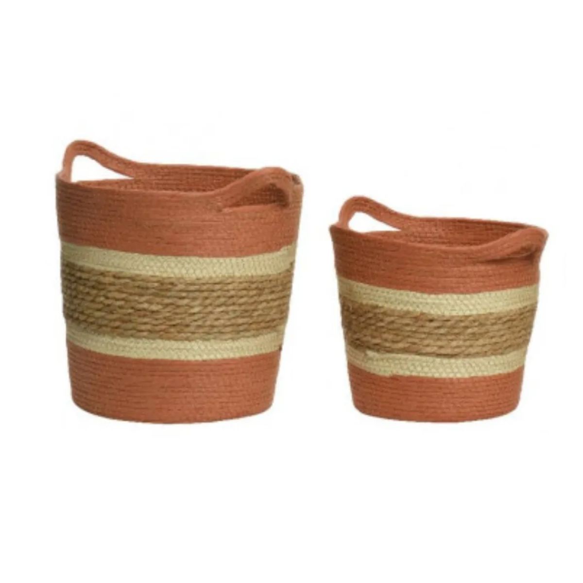 COMPRAPO - Set 2 Canastos Cestos Fibras Naturales Color Terracota
