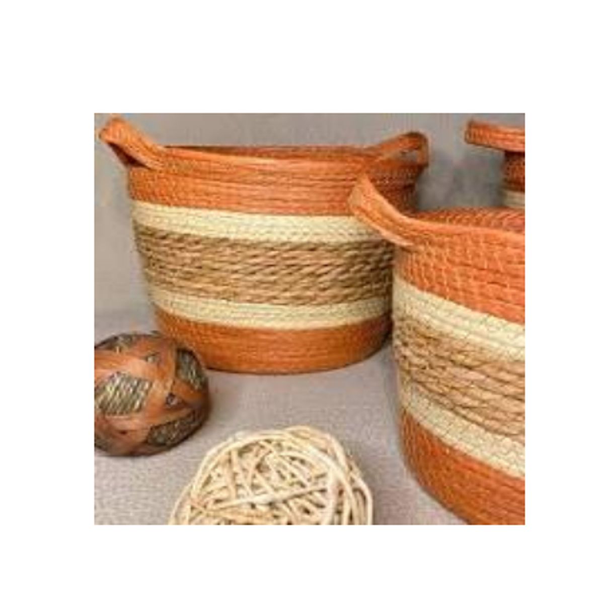 COMPRAPO - Set 2 Canastos Cestos Fibras Naturales Color Terracota
