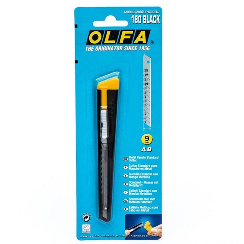 OLFA - Cuchillo Cartonero Olfa 9mm Metálico con Seguro Automático