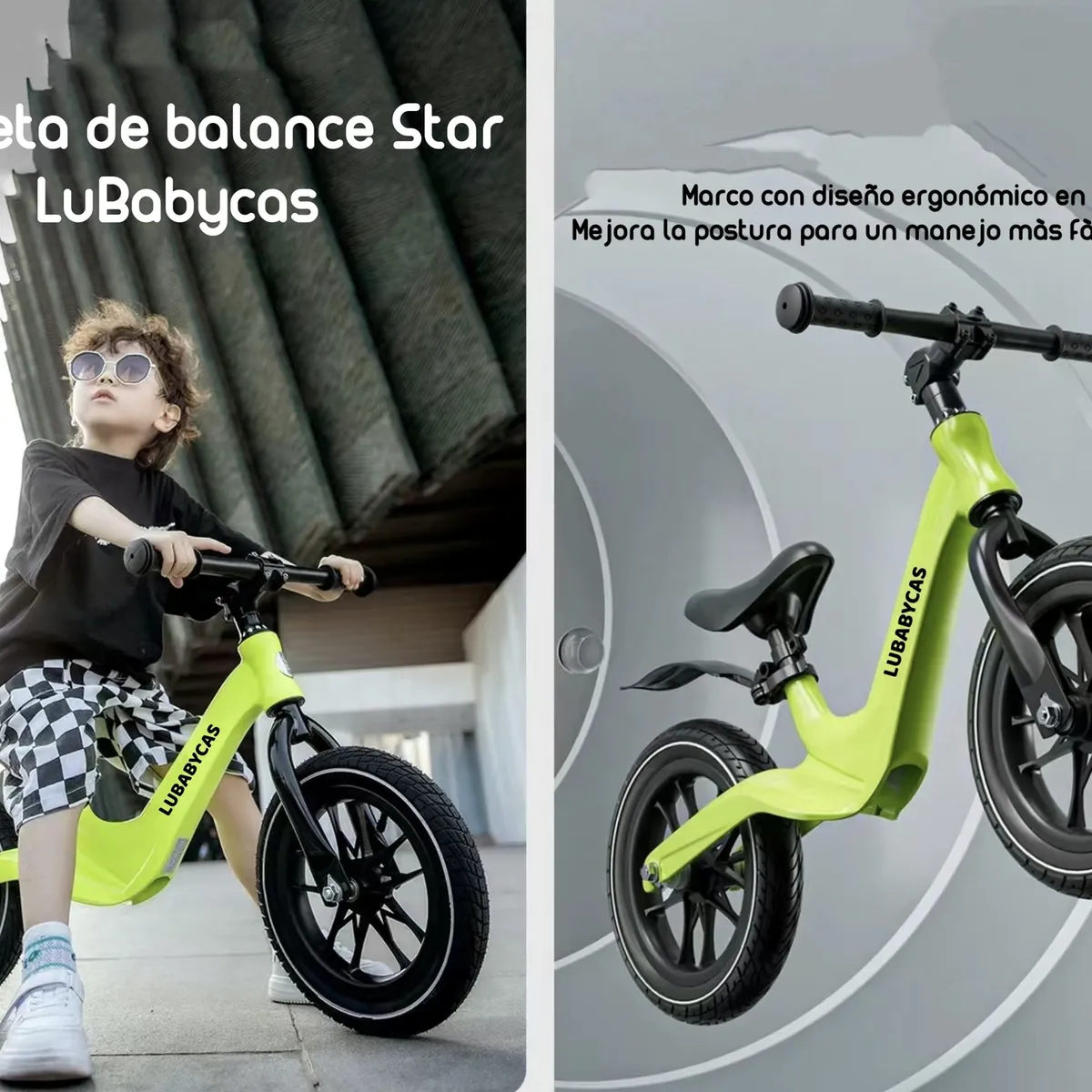 LUBABYCAS - Bicicleta De Equilibrio Aprendizaje 2-8años Lubabycas Verde