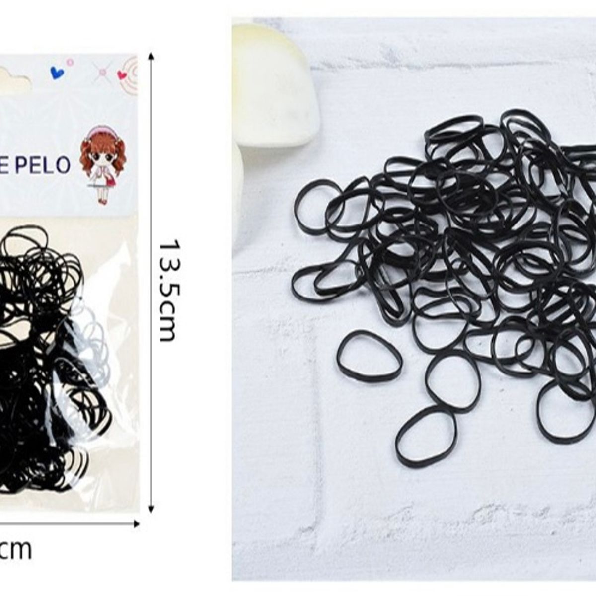 GENERICO - Pack X12 Ligas Elásticos Para El Cabello Negro.