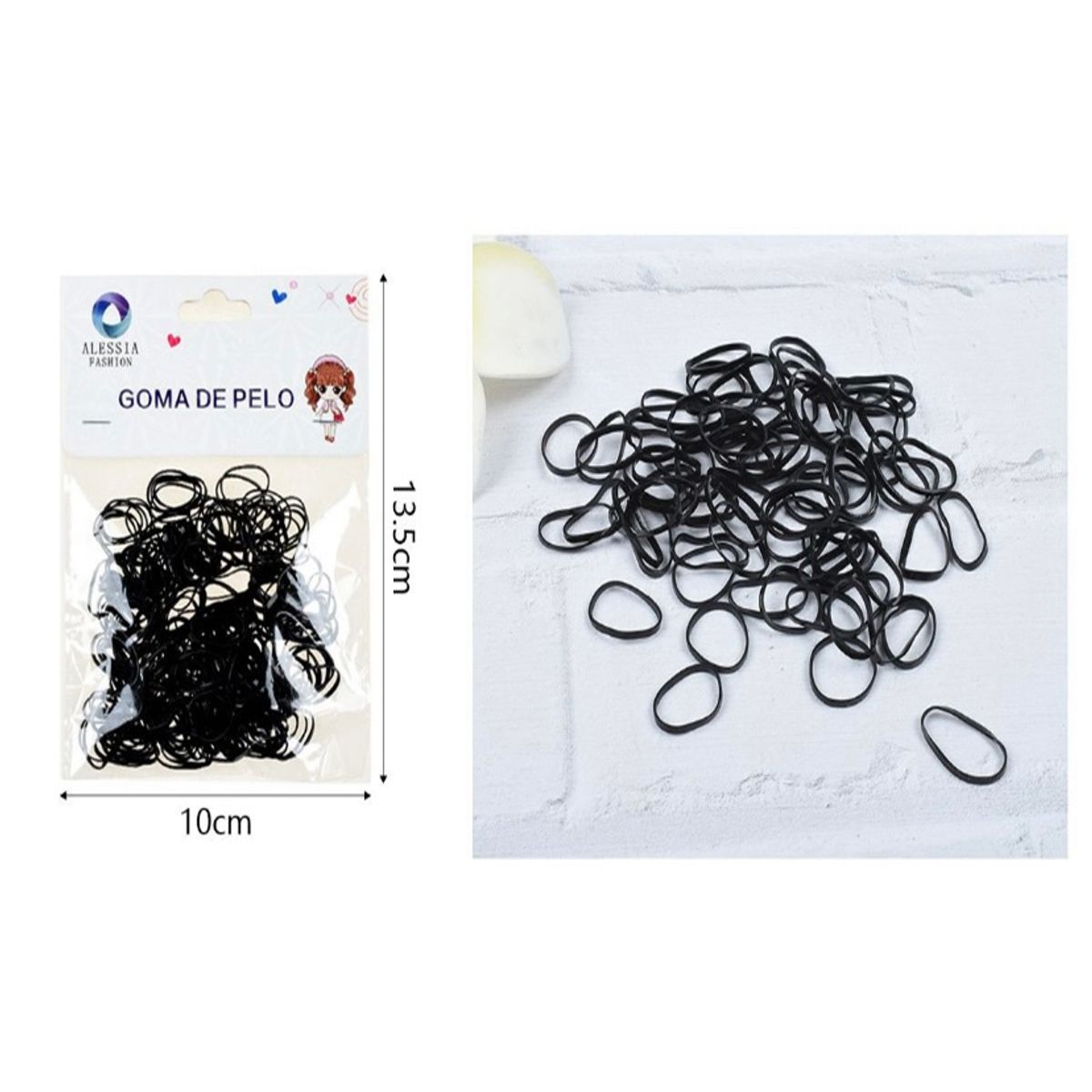 GENERICO - Pack X12 Ligas Elásticos Para El Cabello Negro.