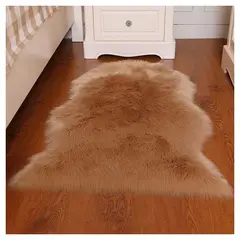 GENERICO - Pack X 2 Bajadas de Cama Tapete Piel Sintética Café Claro 90X60 Cm.