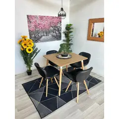 GENERICO - Comedor Albania (Mesa 80x80 wood + 4 Sillas radar NEGRO)