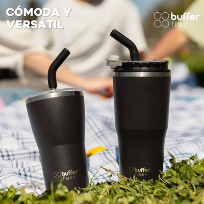 Imagen 2 del producto Mug Vaso Termo Agua Cafe 700ml AceroInox +Tapas - Negro