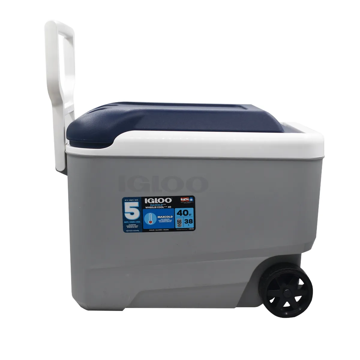 IGLOO - Cooler Nevera Hielera con Ruedas Maxcold Gris 38 Litro Igloo