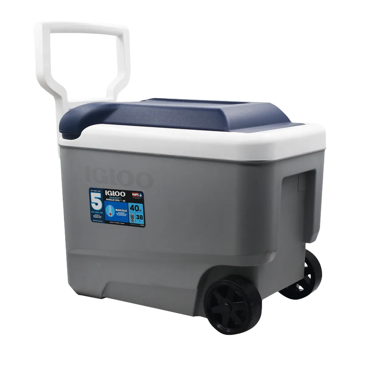 IGLOO - Cooler Nevera Hielera con Ruedas Maxcold Gris 38 Litro Igloo