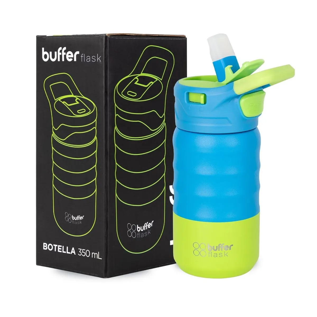 BUFFER FLASK - Termo Botella Termica Niños Buffer Acero Inox 350ml - Azul