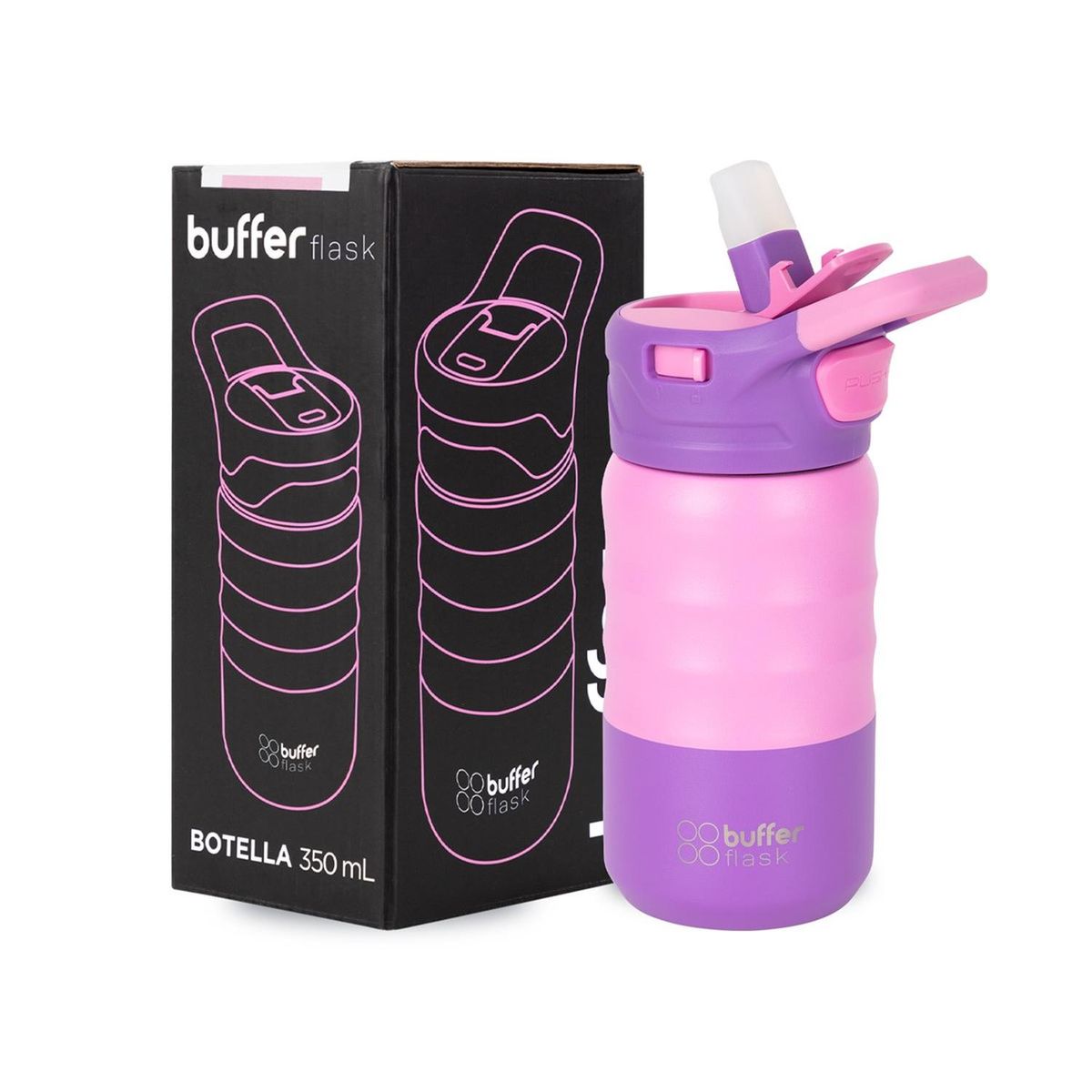 BUFFER FLASK - Termo Botella Termica Niños Buffer Acero Inox 350ml - Rosa