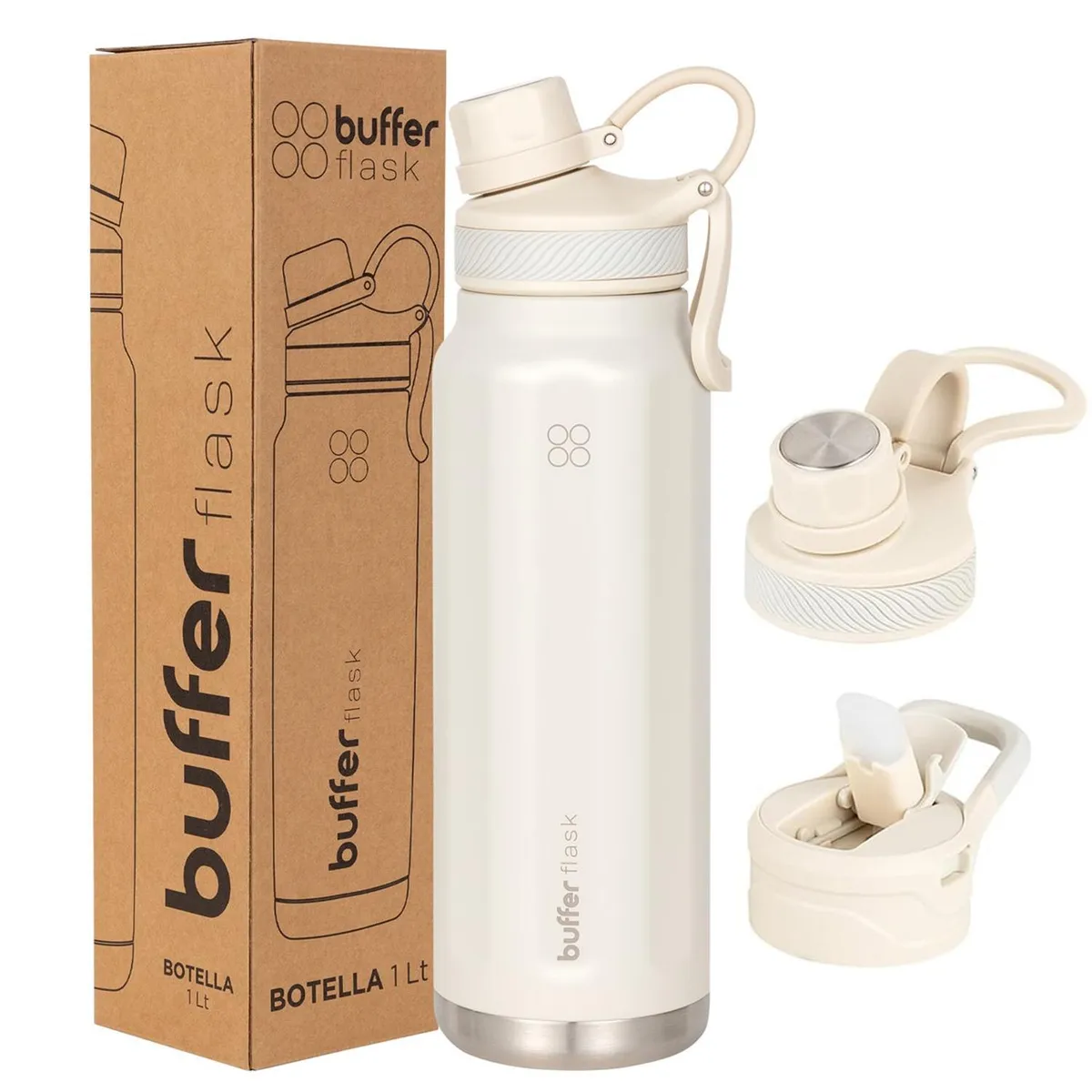 BUFFER FLASK - Termo Botella Agua Termica Acero Inox Buffer 1lt - Crema