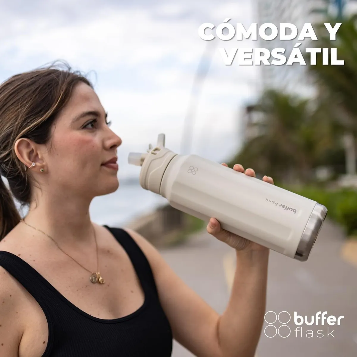 BUFFER FLASK - Termo Botella Agua Termica Acero Inox Buffer 1lt - Crema