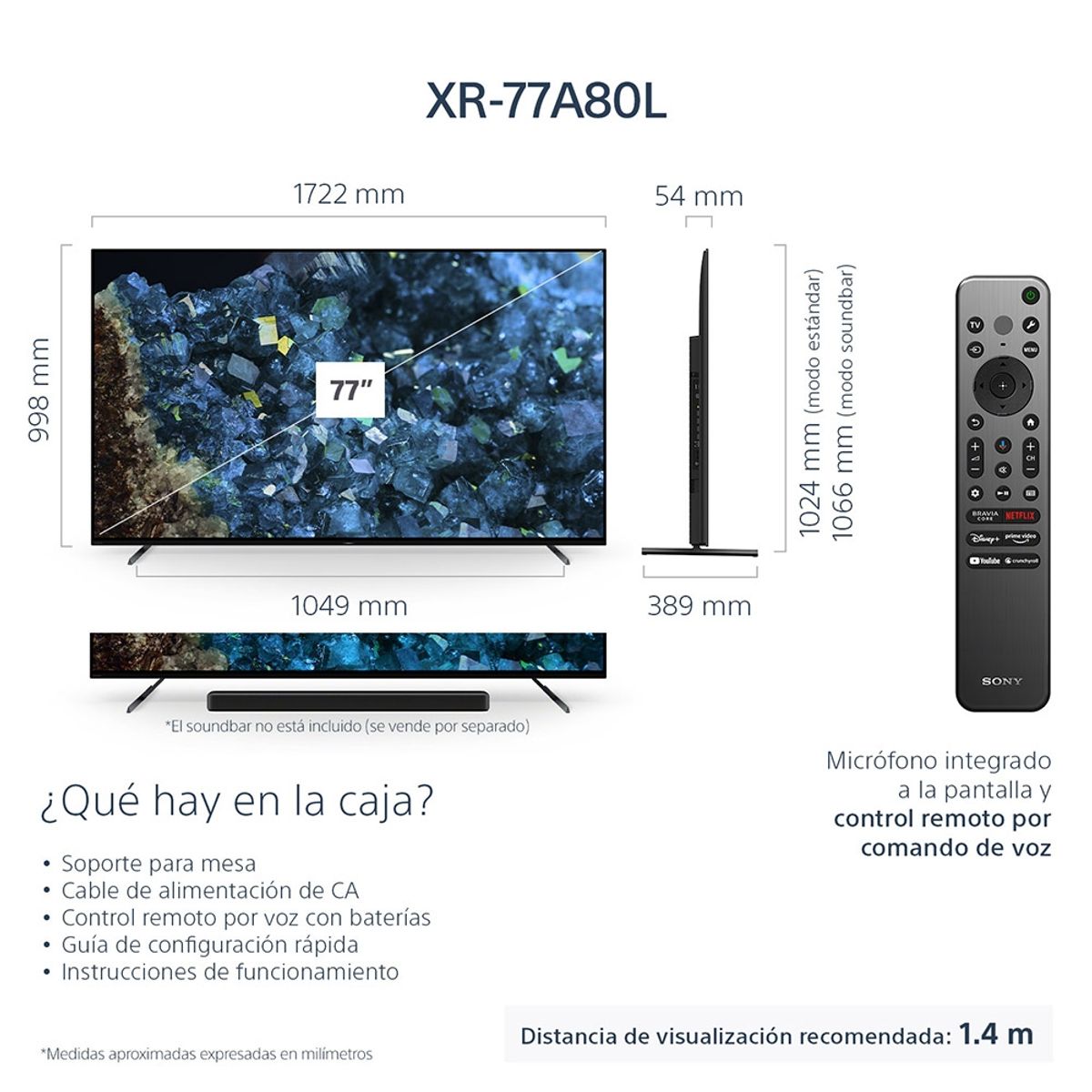 SONY - LED Smart TV 4K HDR Google TV KD-77A80L