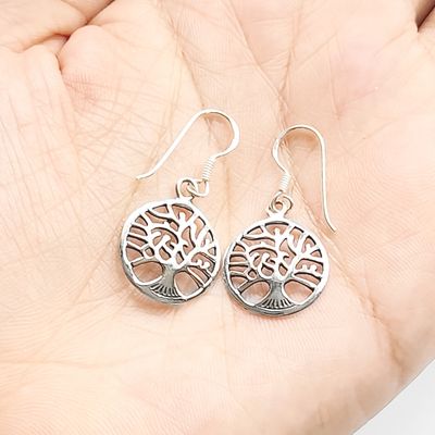 Imagen 2 del producto Aros Árbol De La Vida Gancho Plata Fina 925 Envejecida