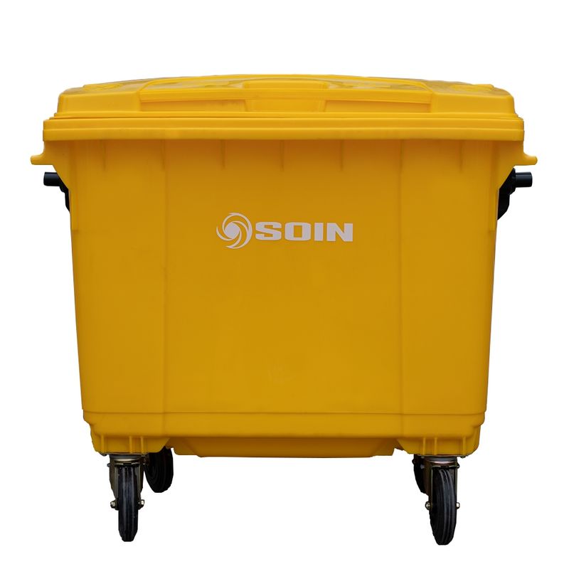 GENERICO - CONTENEDOR DE RESIDUOS PLASTICO CON RUEDAS AMARILLO 660 LTS.