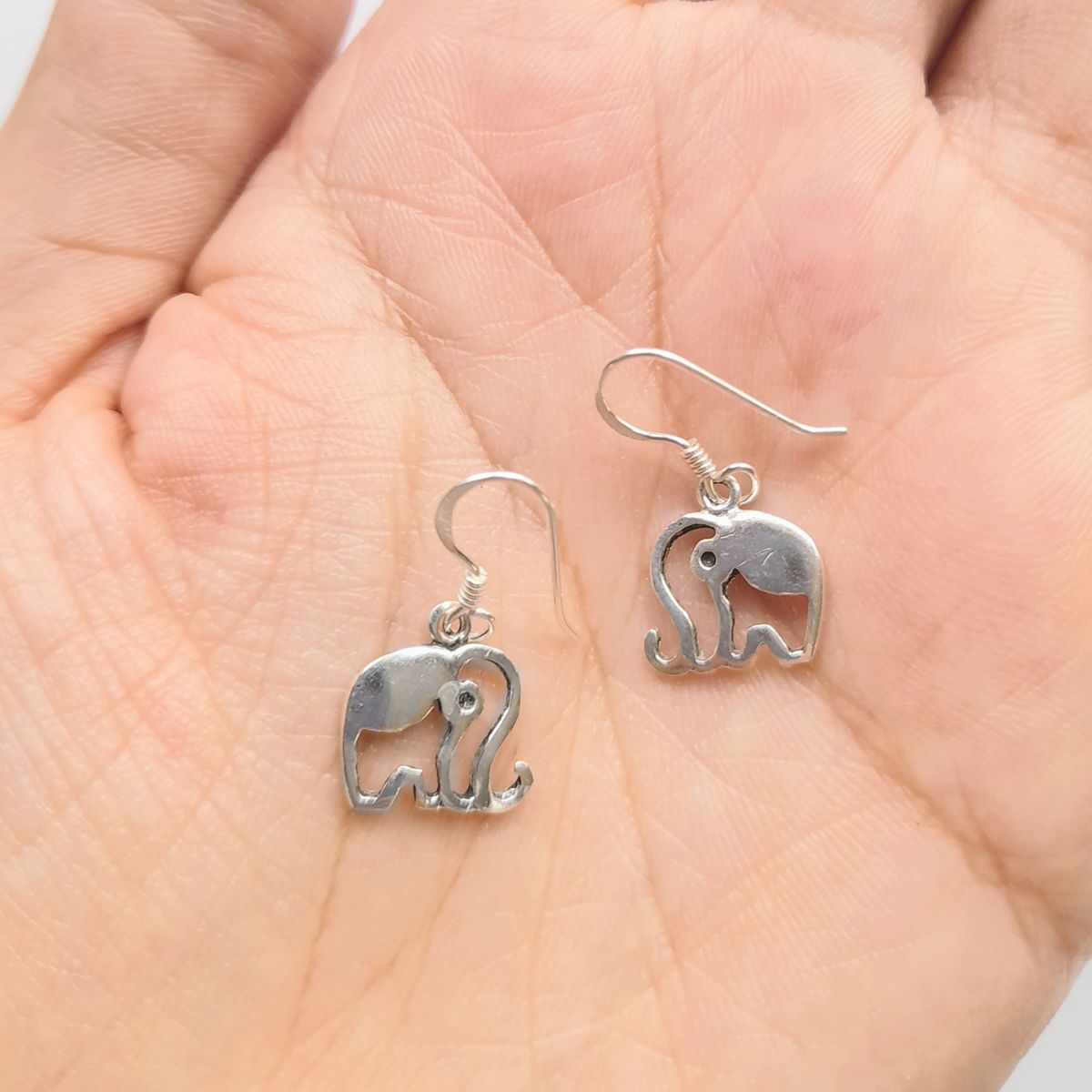 COGGIOLA - Aros Elefante Colgante Gancho Plata Fina 925 Envejecida