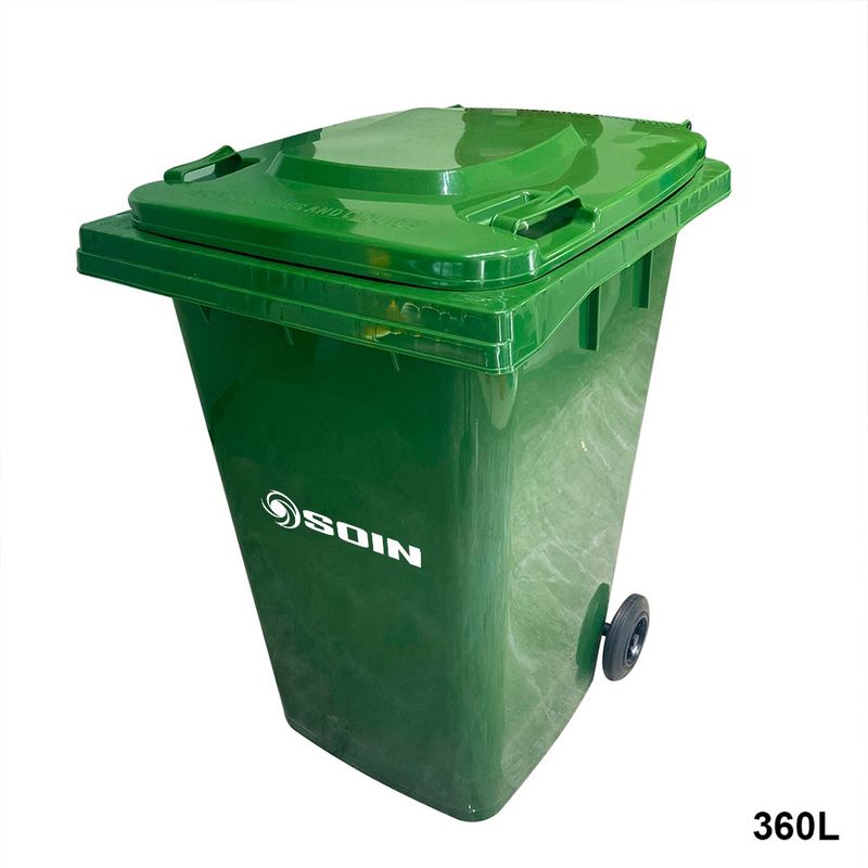 GENERICO - CONTENEDOR DE RESIDUOS PLASTICO CON RUEDAS VERDE 360 LTS.