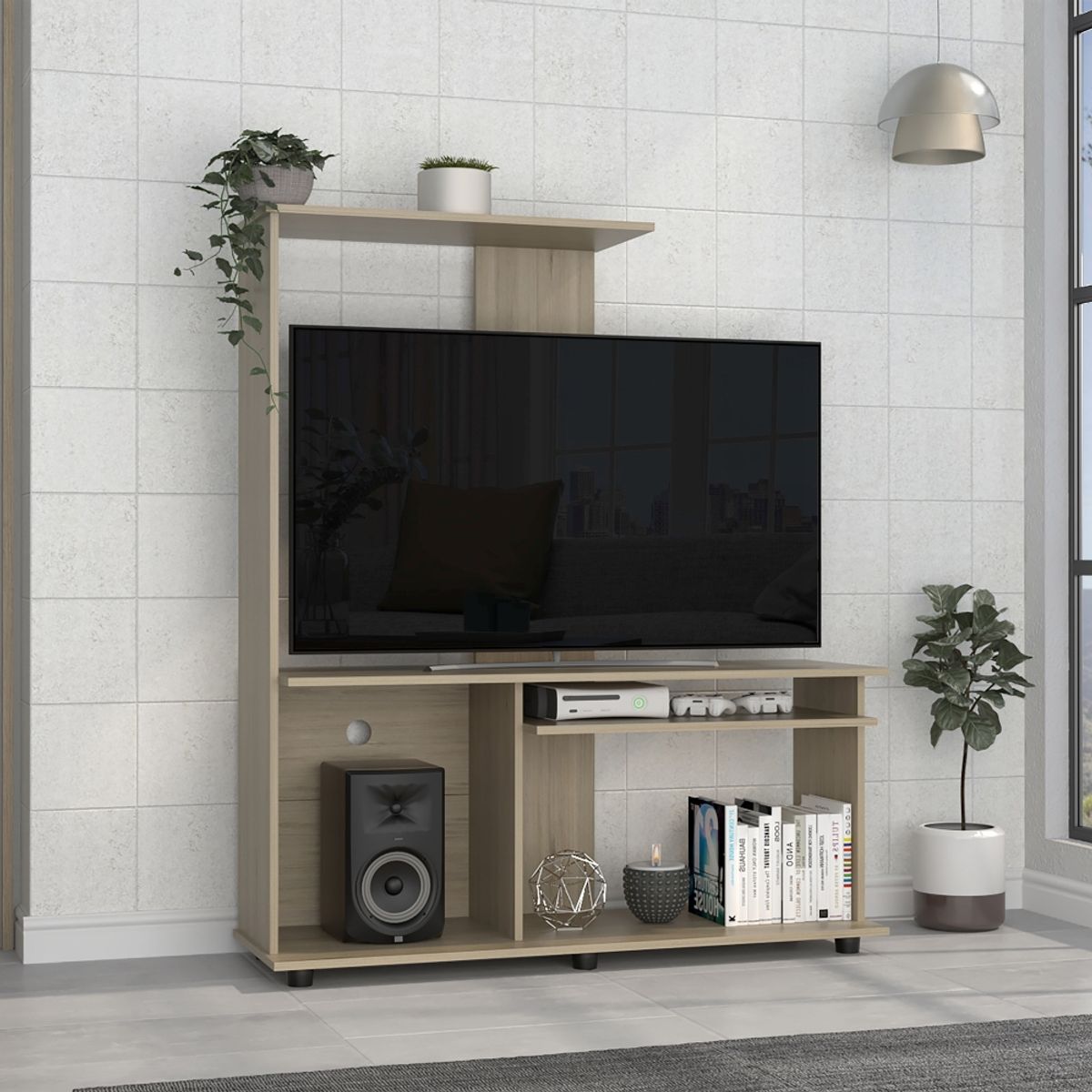 FMFURNITURE - Estante 50" Con 5 Repisas Fm-005C - Cafe Claro