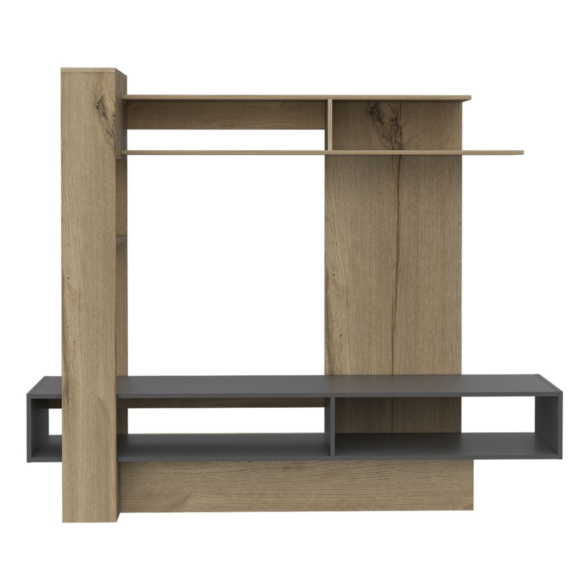 FMFURNITURE - Estante 60" Con 4 Repisas Fm-004C- Cafe Claro / Plomo