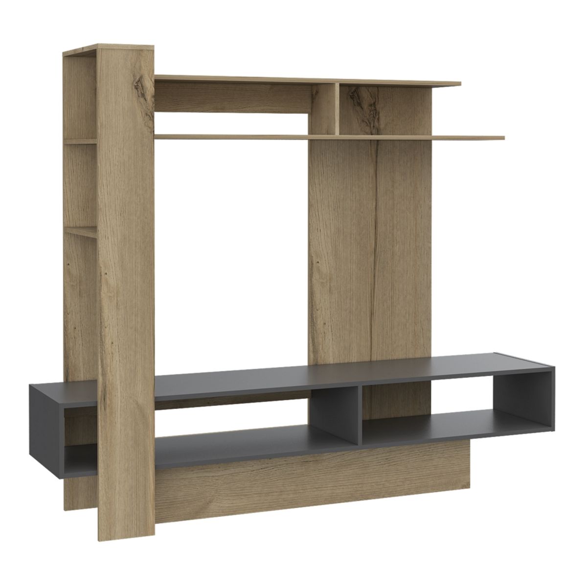 FMFURNITURE - Estante 60" Con 4 Repisas Fm-004C- Cafe Claro / Plomo