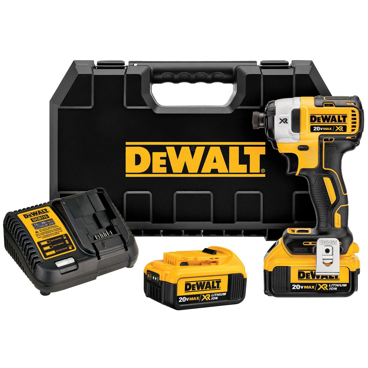 DEWALT - Kit Atornillador Impacto 20V + 2 baterías + accesorios DEWALT