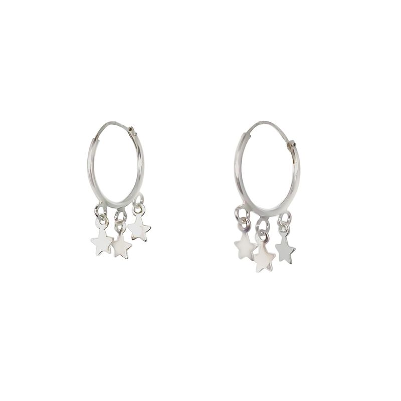 ANDREA COGGIOLA JOYAS - Aros Argolla Mini Estrellas Plata Fina 925