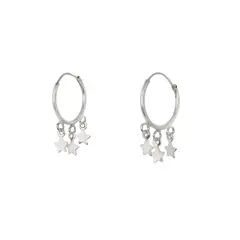 ANDREA COGGIOLA JOYAS - Aros Argolla Mini Estrellas Plata Fina 925