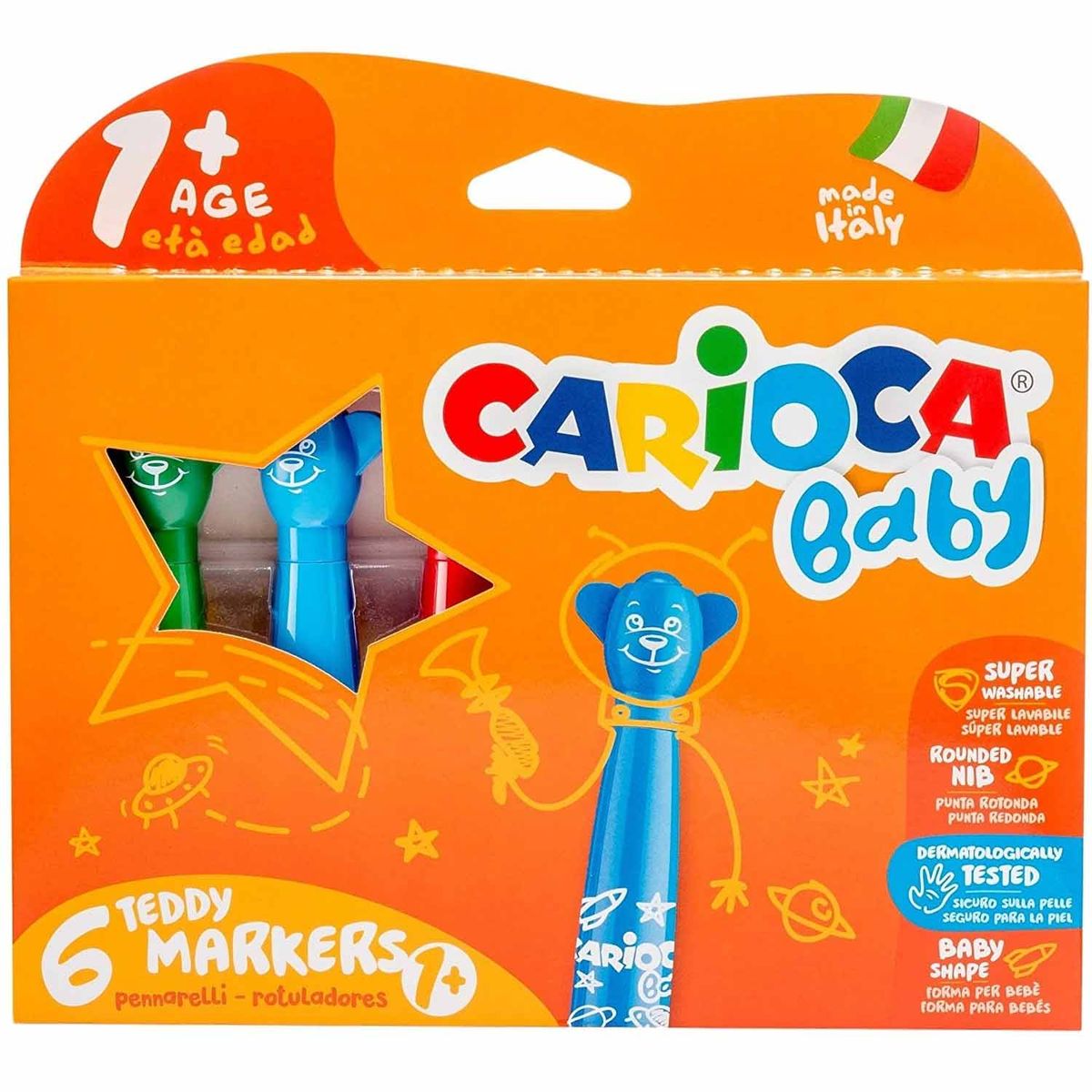 CARIOCA - Plumones Carioca Teddy Baby Super Lavable (6 colores)