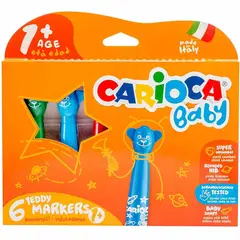 CARIOCA - Plumones Teddy Baby Super Lavable (6 colores)