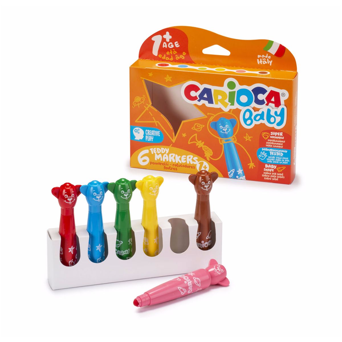 CARIOCA - Plumones Carioca Teddy Baby Super Lavable (6 colores)