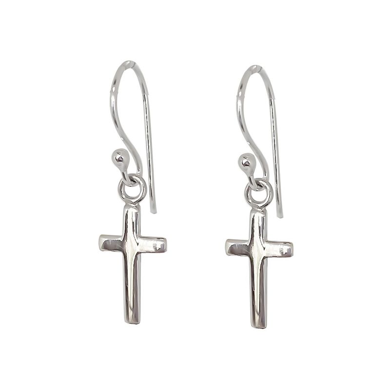 ANDREA COGGIOLA JOYAS - Aros Cruz Mini Colgante Gancho Plata Fina 925