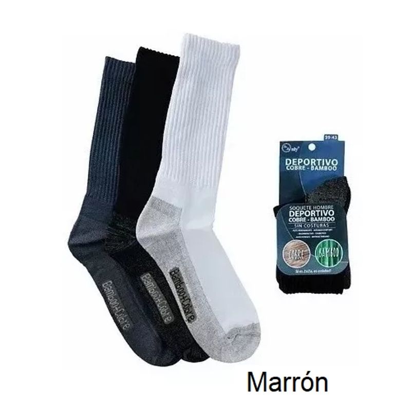 GENERICO - Soquete Deportivo Cobre Bambú Antibacterial 3 Pares