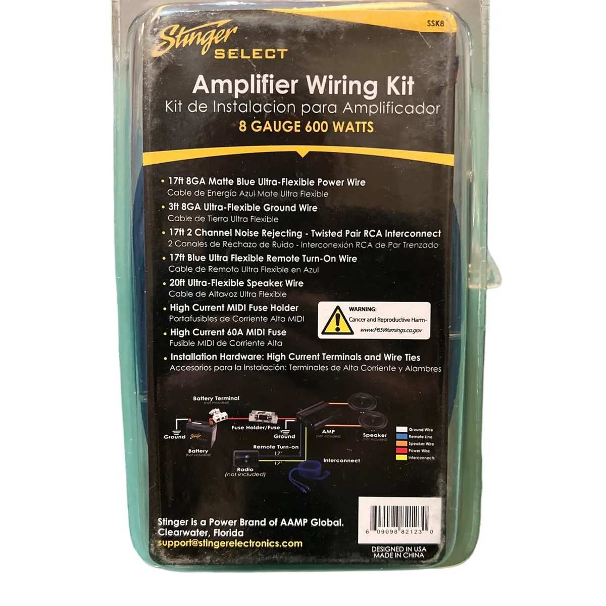 GENERICO - Kit De Cables Instalacion Stinger Ssk8 De 8 Gauge GENERICO