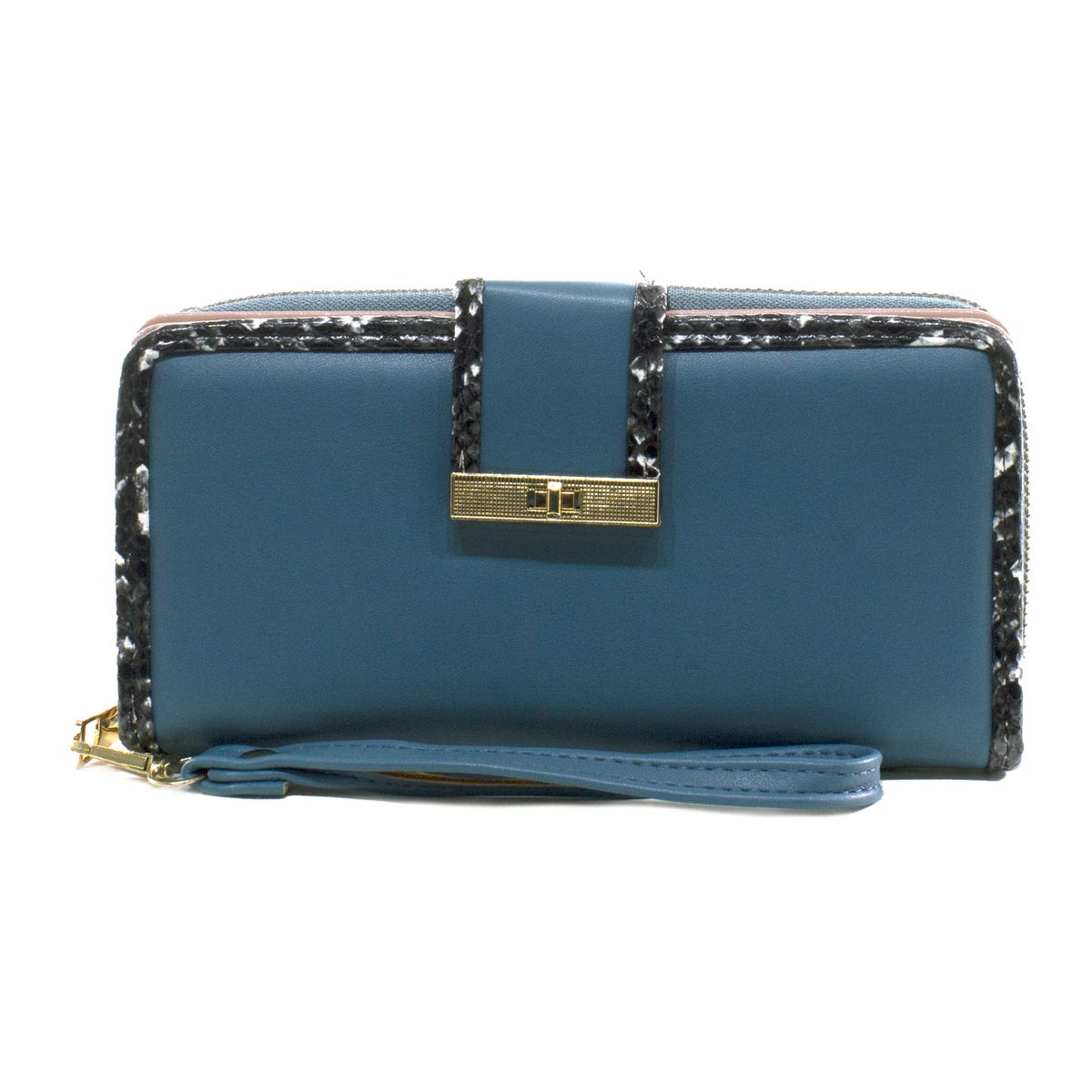 MAILEA - Billetera grande ribete piton mujer petroleo