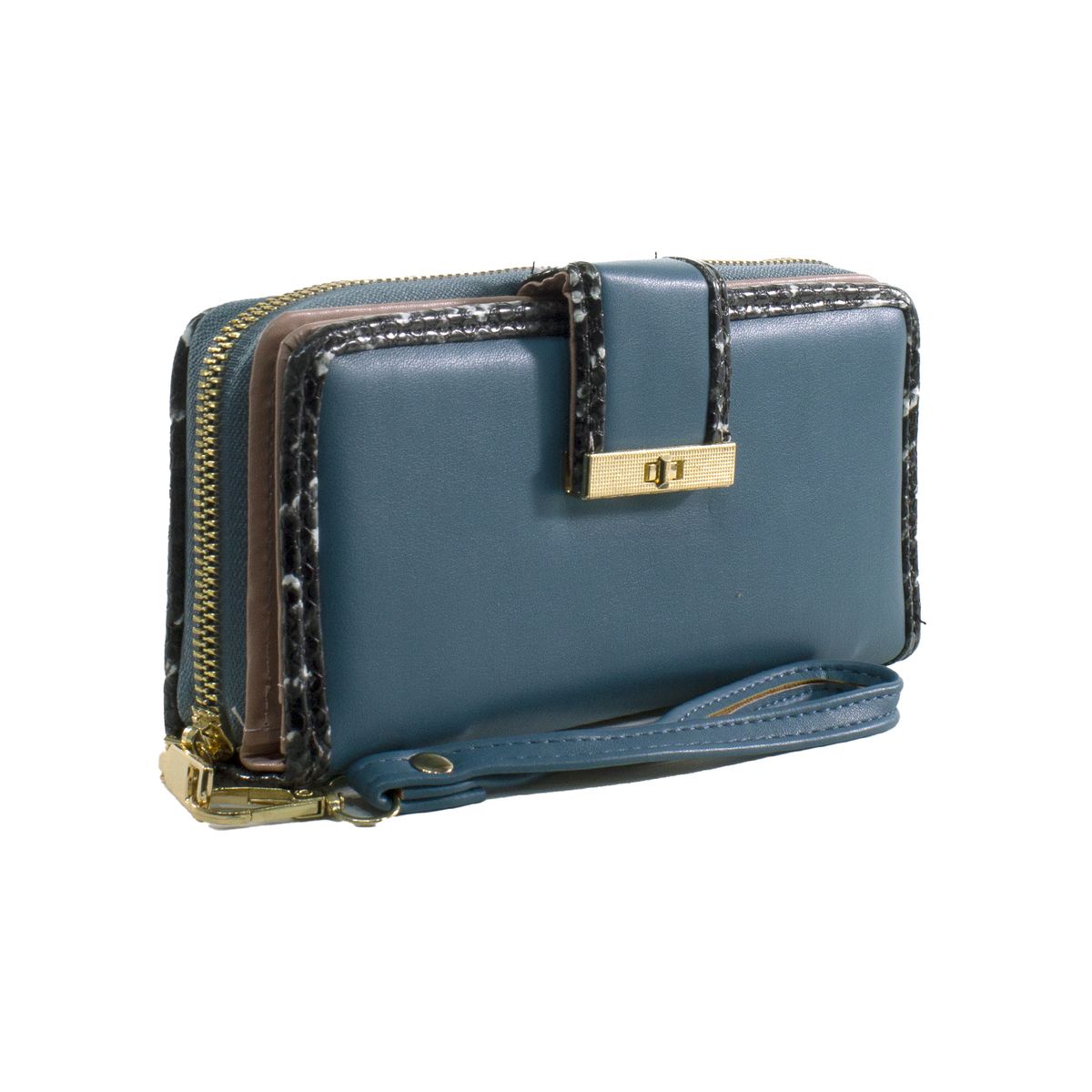 MAILEA - Billetera grande ribete piton mujer petroleo