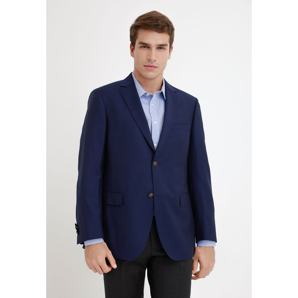 TRIAL - Chaqueta Hombre Formal Lana S100'S Liso Slim Mix&Color Azul