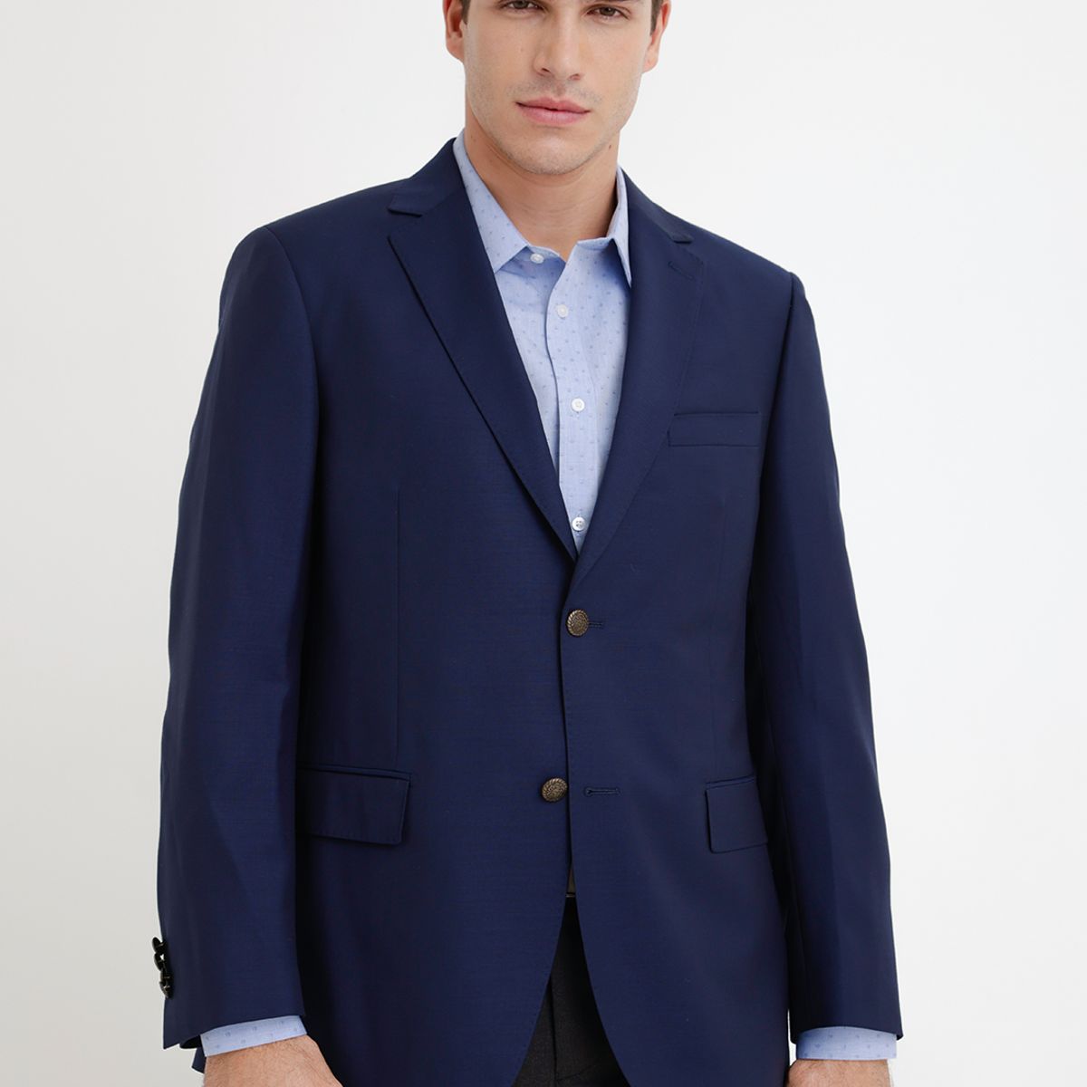 TRIAL - Chaqueta Hombre Formal Lana S100'S Liso Slim Mix&Color Azul