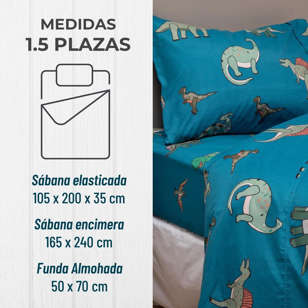 CASATUA - Sabanas 1,5 Plaza Niño Niña Estampada + Funda Almohada