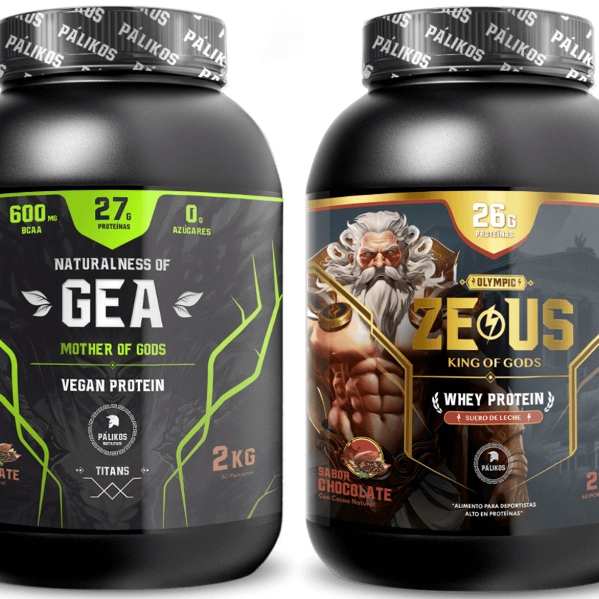 PALIKOS FITNESS - Whey Protein 2kg  + Vegan Protein 2kg / 4 kg total / Sabor Chocolate.