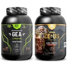 PALIKOS FITNESS - Whey Protein 2kg + Vegan Protein 2kg / 4 kg total / Sabor Chocolate.