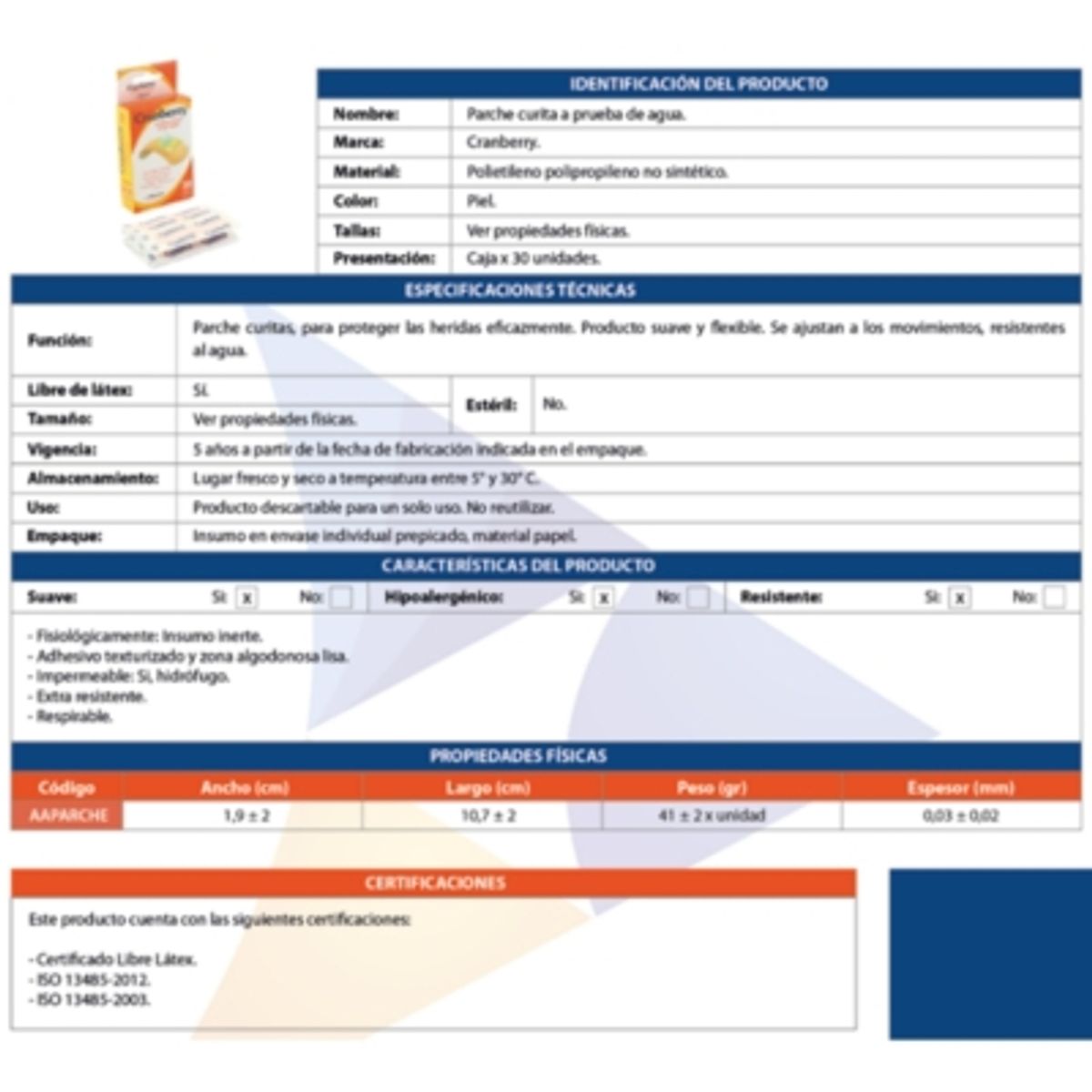 CRANBERRY - Parche Curita Resistente Al Agua Hipoalergénico X30 Un…