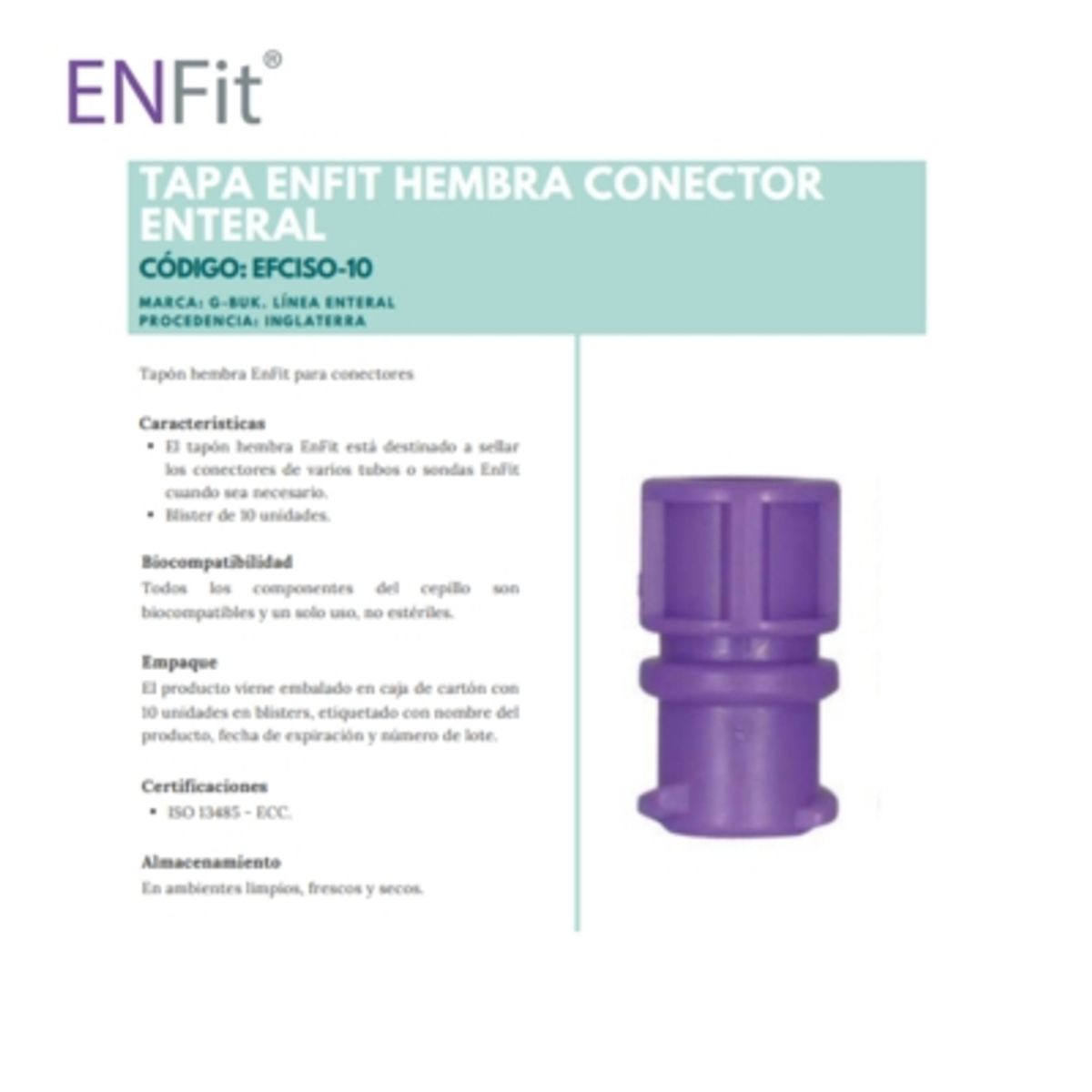 GENERICO - Tapas Sonda Enteral Enfit Hembra X10 Un