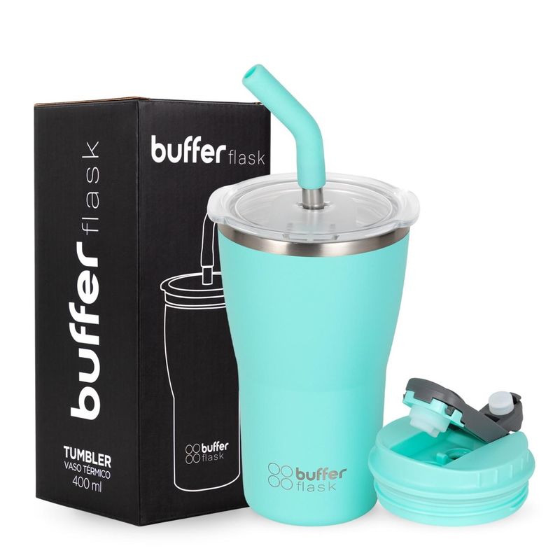 BUFFER FLASK - Termo Cafe Mug Buffer Vaso Termico 420ml Sellable - Turquesa