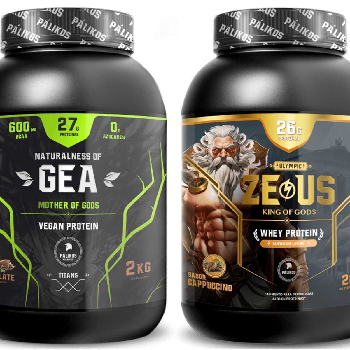 PALIKOS FITNESS - Whey Protein 2kg Cappuccino  Vegan Protein 2kg Chocolate 4 kg total.