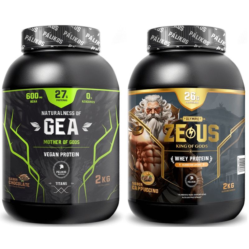 PALIKOS FITNESS - Whey Protein 2kg Cappuccino  Vegan Protein 2kg Chocolate 4 kg total.