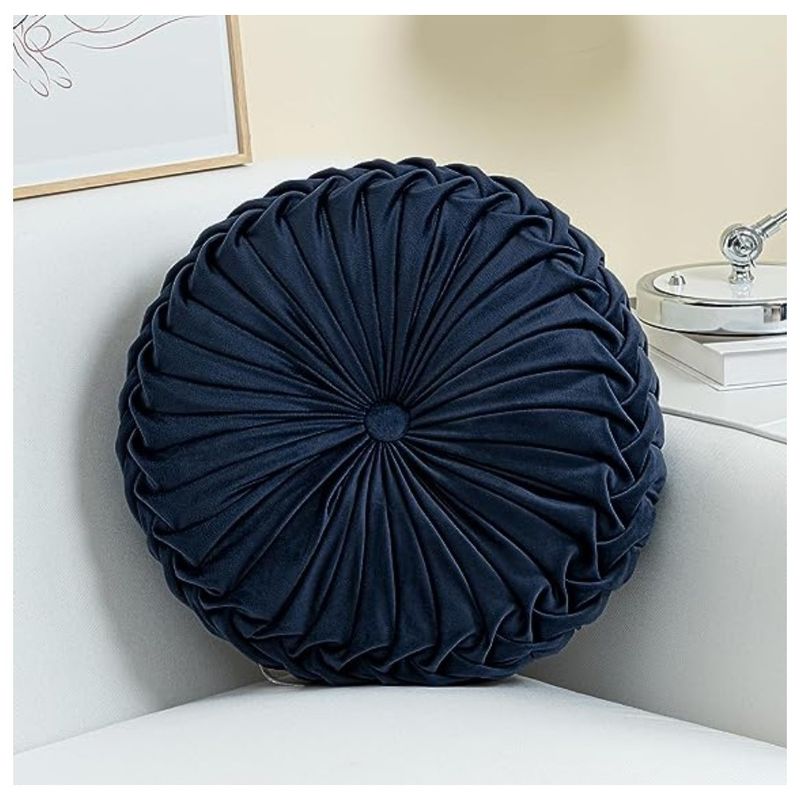 GENERICO - Cojín Redondo Terciopelo Velvet Negro Boho Chic 37 Cm