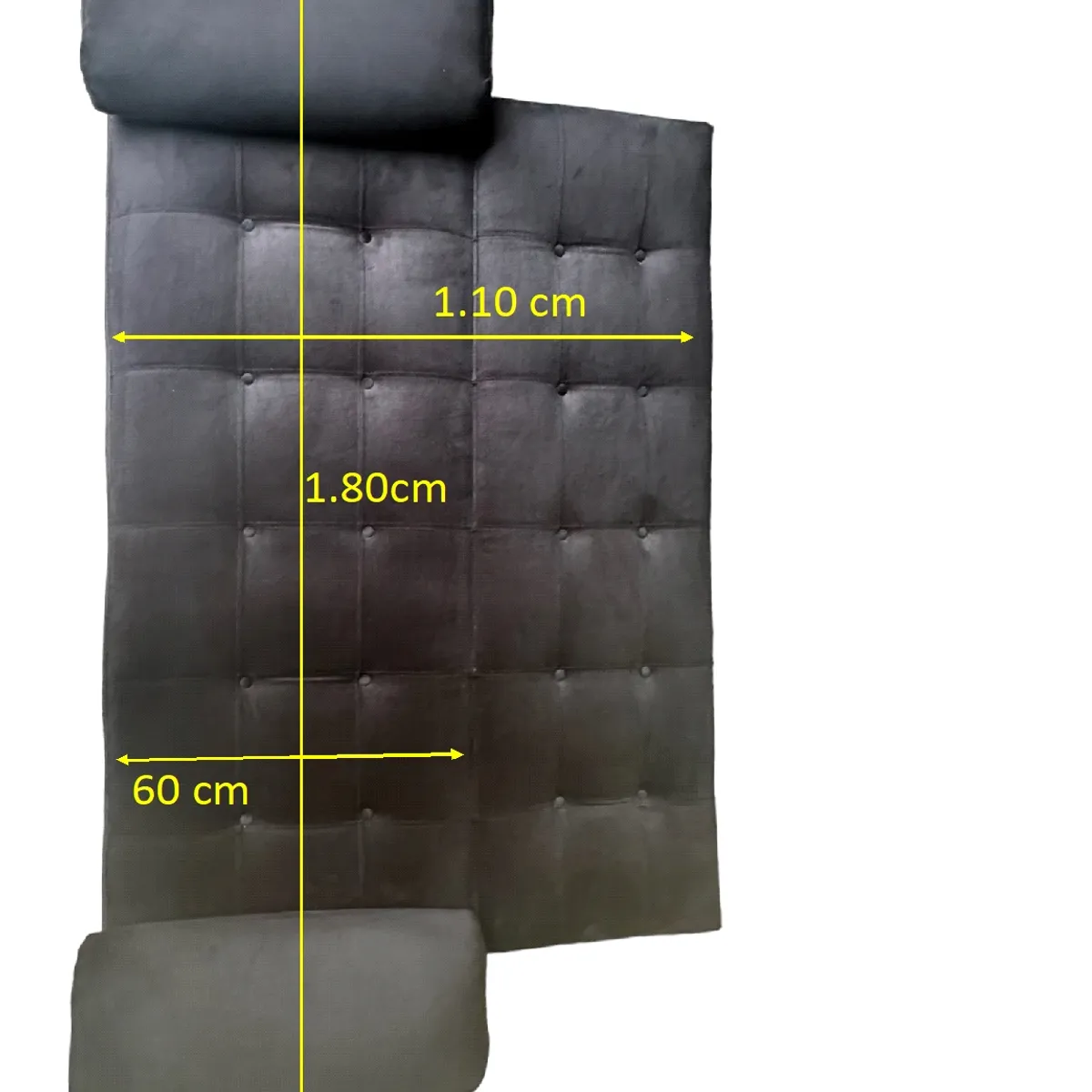 GENERICO - Juego de Sofá cama Negro Felpa  dos puf y cojines