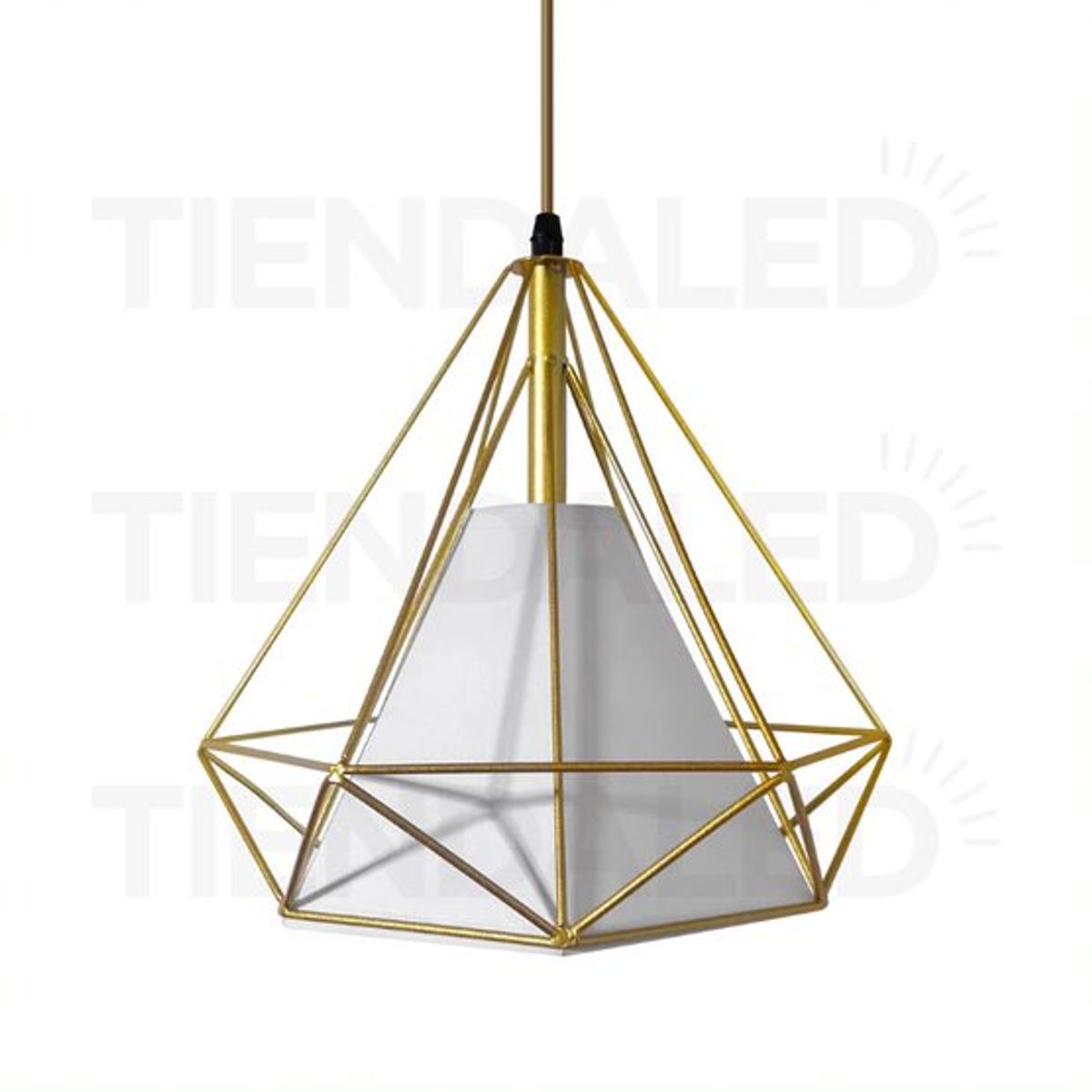 GENERICO - Lampara Colgante Hierro Dorada Forma Diamante 25cm X 25cm